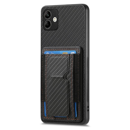 Samsung Galaxy F62/M62 Carbon Fiber Fold Stand Elastic Card Bag Phone Case with Multi-Functional Wallet