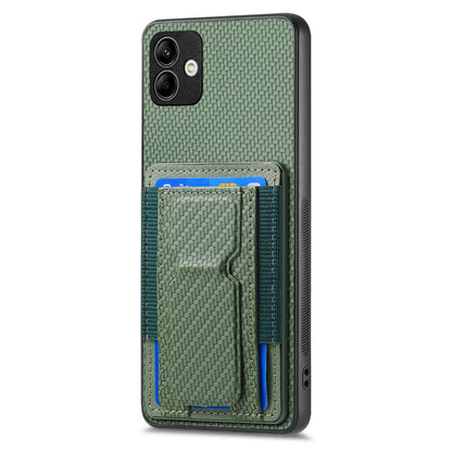 Samsung Galaxy F62/M62 Carbon Fiber Fold Stand Elastic Card Bag Phone Case with Multi-Functional Wallet