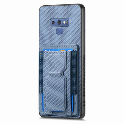 Samsung Galaxy Note9 Carbon Fiber Fold Stand Elastic Card Bag Phone Case with Multi-Functional Wallet