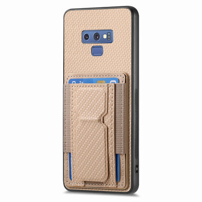 Samsung Galaxy Note9 Carbon Fiber Fold Stand Elastic Card Bag Phone Case with Multi-Functional Wallet