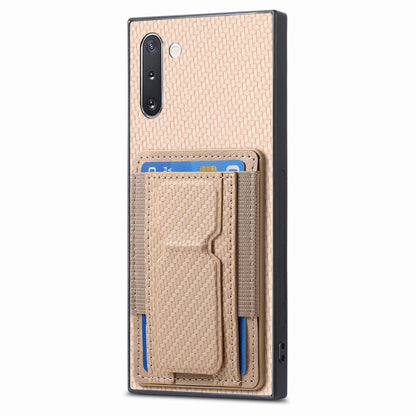 Samsung Galaxy Note10 Carbon Fiber Fold Stand Elastic Card Bag Phone Case with Multi-Functional Wallet