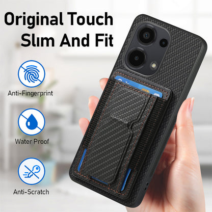 Xiaomi Civi 2 Carbon Fiber Fold Stand Elastic Card Bag Phone Case with Multi-Functional Wallet