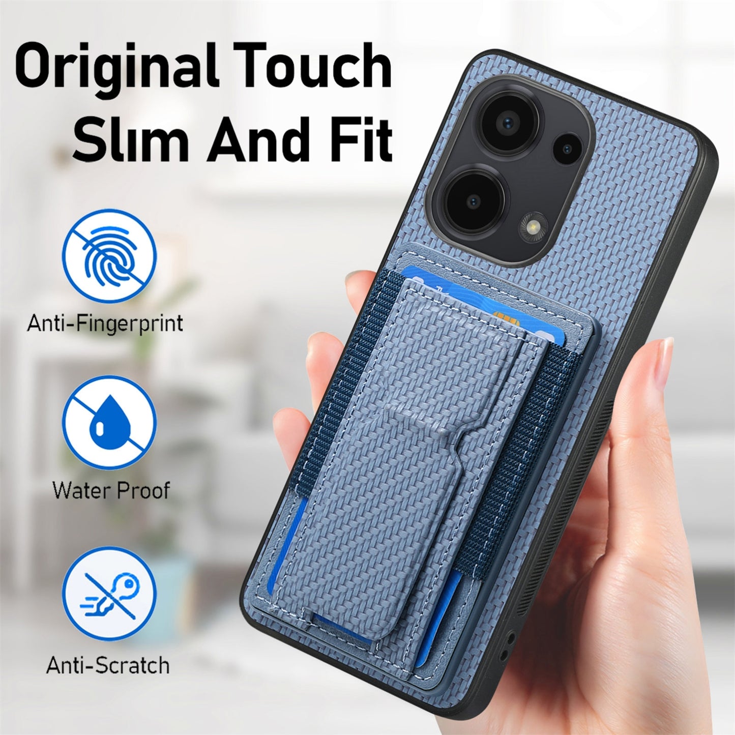 Xiaomi 12T Carbon Fiber Fold Stand Elastic Card Bag Phone Case with Multi-Functional Wallet