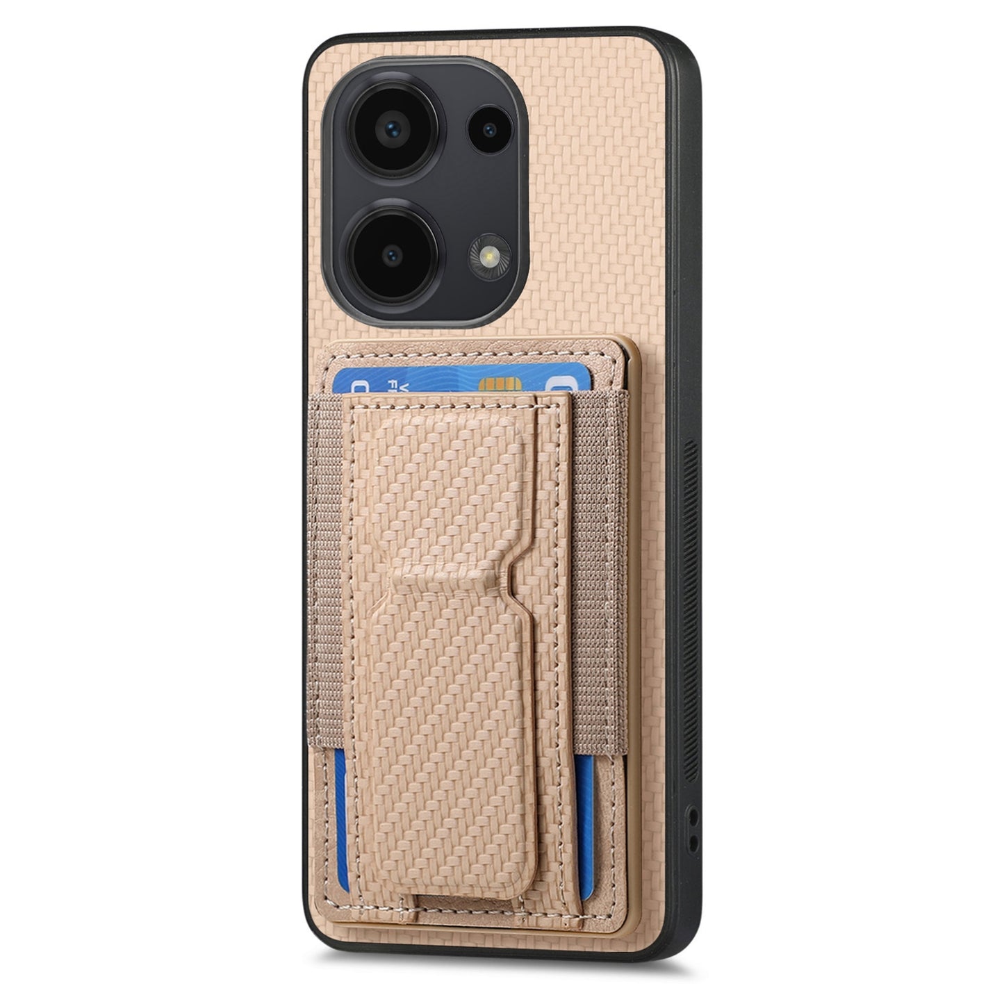 For Xiaomi 12 Pro Carbon Fiber Fold Stand Elastic Card Bag Phone Case with Multi-Functional Wallet