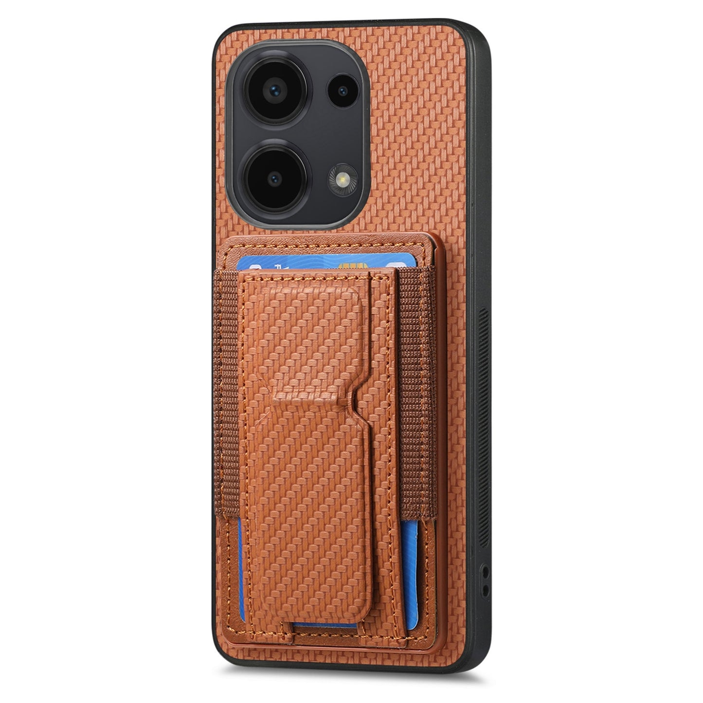 Xiaomi Mi 11 Lite Carbon Fiber Fold Stand Elastic Card Bag Phone Case with Multi-Functional Wallet