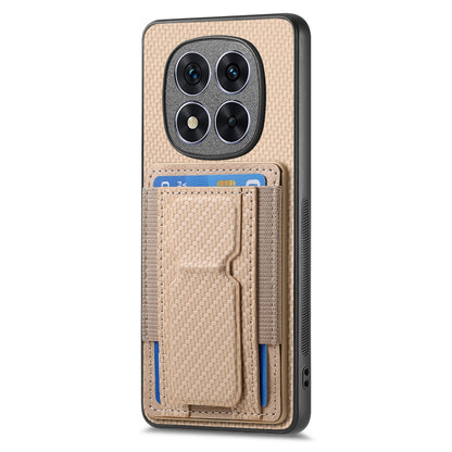Xiaomi Redmi Note 14 Pro 5G Carbon Fiber Fold Stand Elastic Card Bag Phone Case with Multi-Functional Wallet