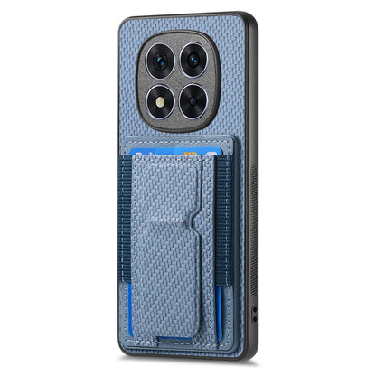 Xiaomi Redmi Note 14 Pro+ 5G Carbon Fiber Fold Stand Elastic Card Bag Phone Case with Multi-Functional Wallet