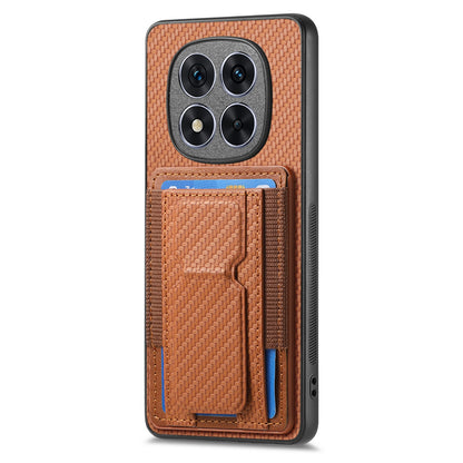 Xiaomi Redmi Note 14 Pro+ 5G Carbon Fiber Fold Stand Elastic Card Bag Phone Case with Multi-Functional Wallet