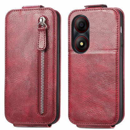 ZTE Blade A34 Zipper Wallet Case - Vertical Flip Leather Phone Cover with Multiple Card Slots and Stand