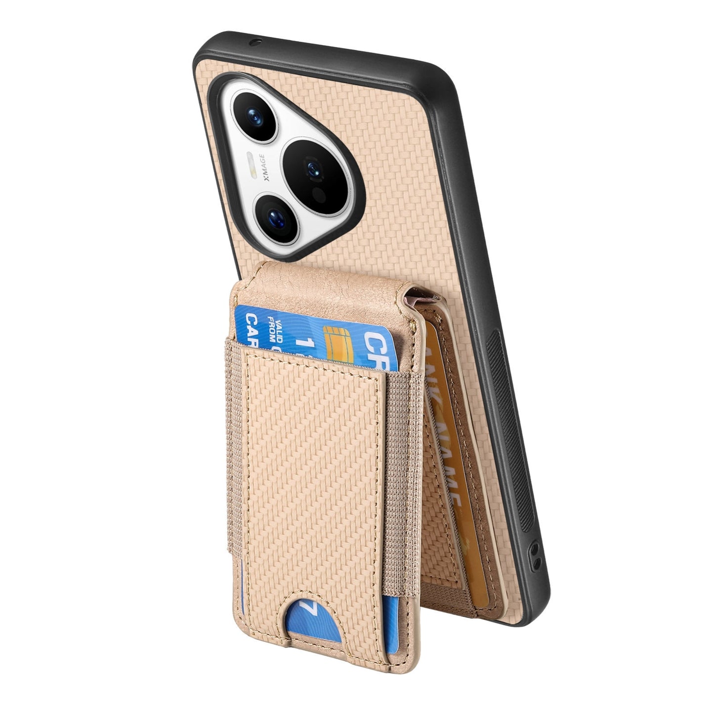 Huawei Pura 70 Pro Vertical Flip Wallet Stand Phone Case with Carbon Fibre Pattern