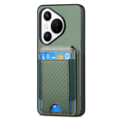 Huawei Pura 70 Pro Vertical Flip Wallet Stand Phone Case with Carbon Fibre Pattern