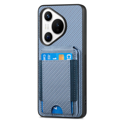 Huawei Pura 70 Pro+ Vertical Flip Wallet Stand Phone Case with Carbon Fibre Pattern