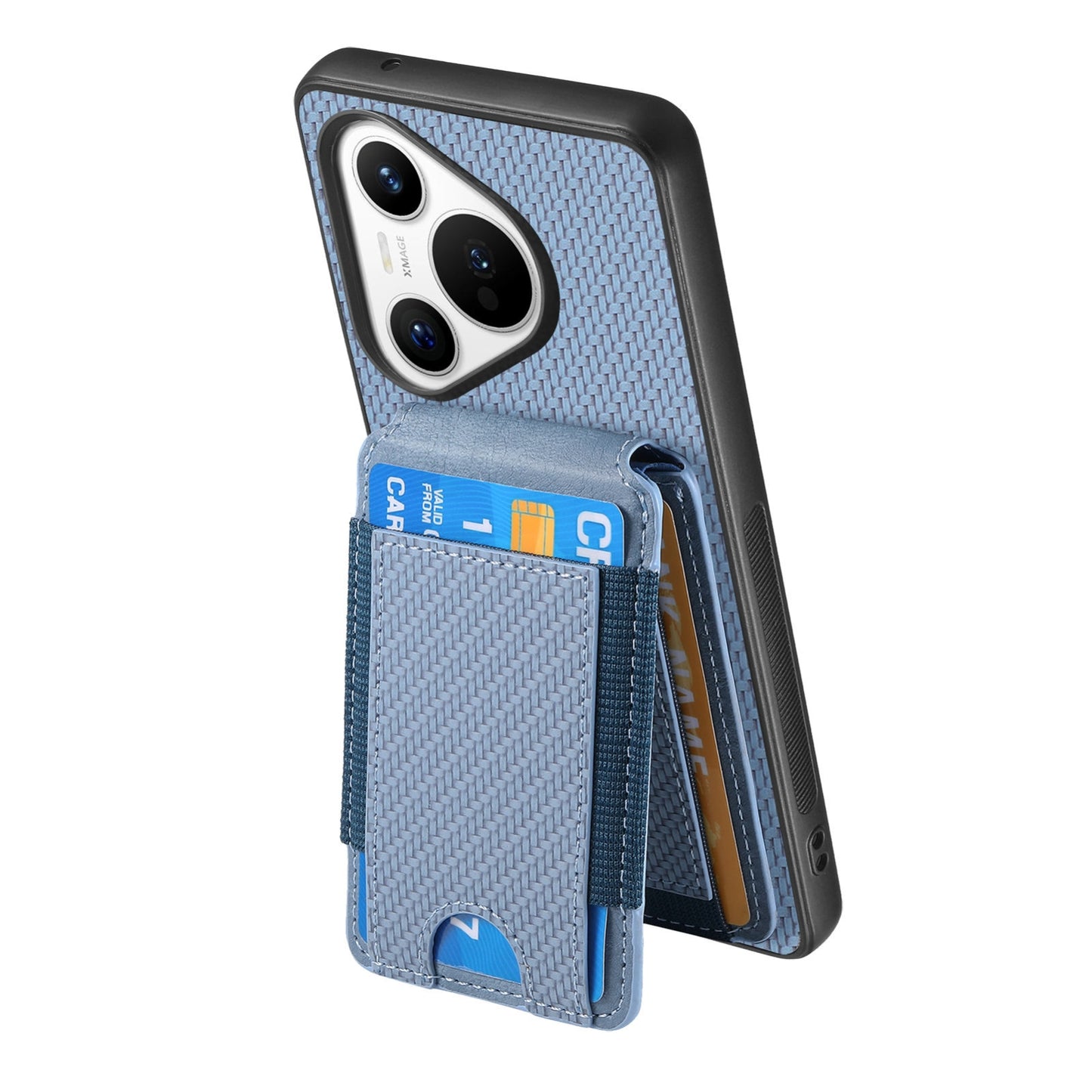 Huawei Pura 70 Ultra Vertical Flip Wallet Stand Phone Case with Carbon Fibre Pattern