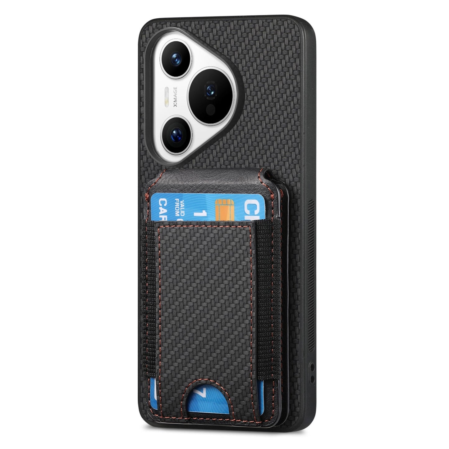Huawei Pura 70 Ultra Vertical Flip Wallet Stand Phone Case with Carbon Fibre Pattern