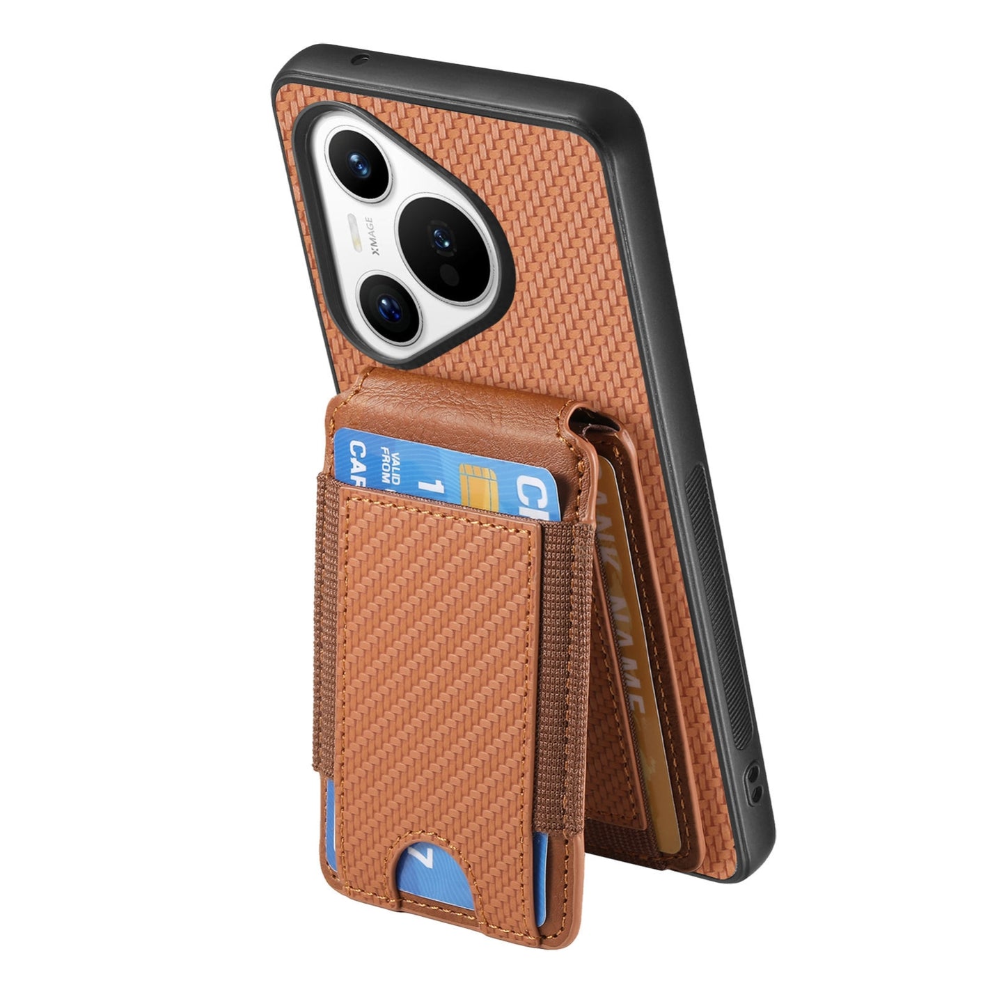 Huawei Pura 70 Ultra Vertical Flip Wallet Stand Phone Case with Carbon Fibre Pattern