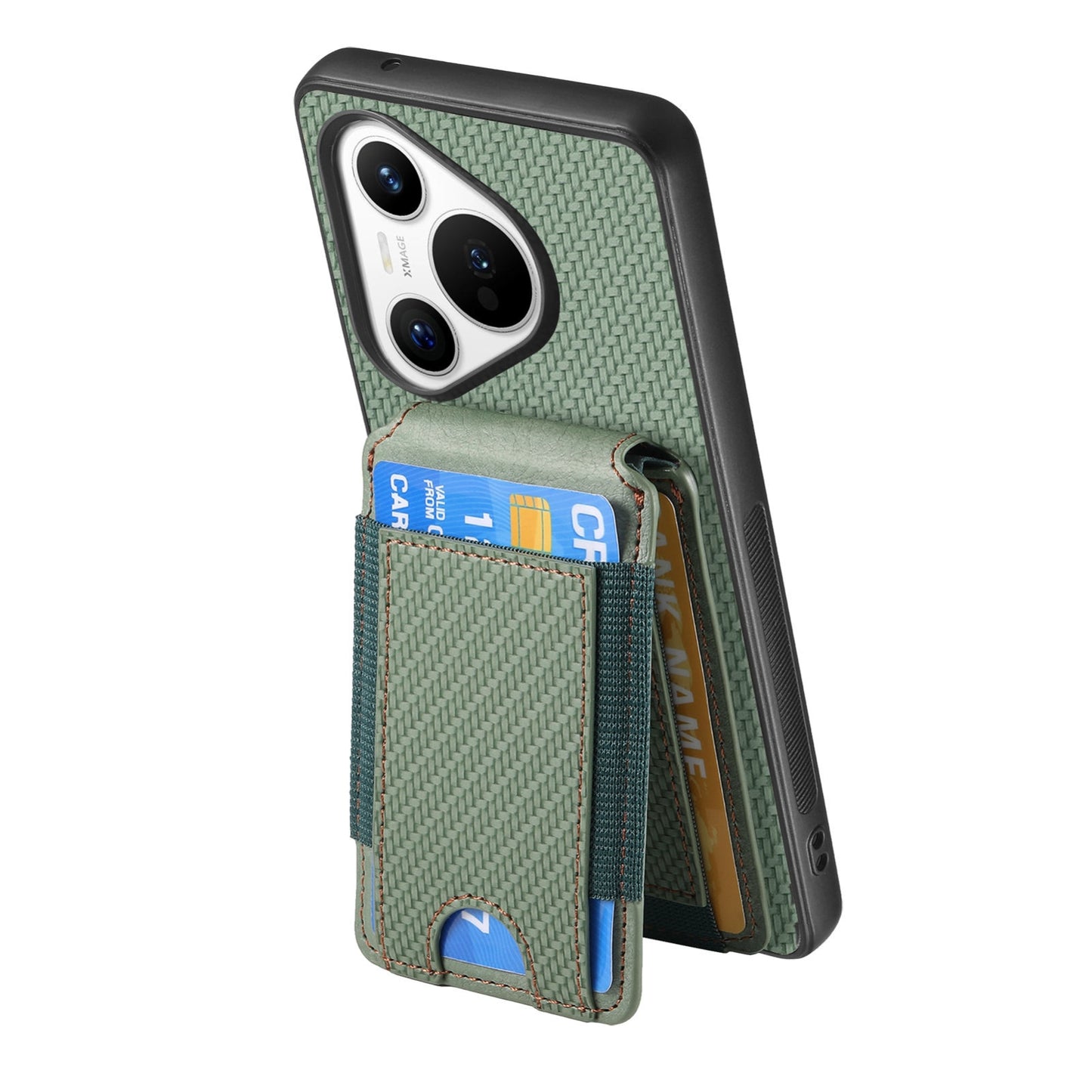 Huawei Pura 70 Ultra Vertical Flip Wallet Stand Phone Case with Carbon Fibre Pattern