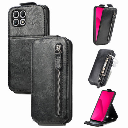 T-Mobile T Phone 2 5G Zipper Wallet Case - Vertical Flip Leather Phone Cover with Multiple Card Slots and Stand