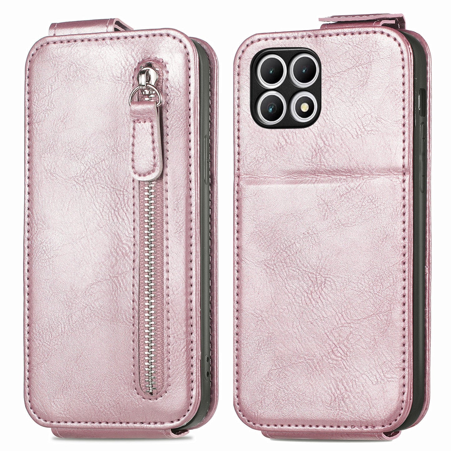 T-Mobile T Phone 2 5G Zipper Wallet Case - Vertical Flip Leather Phone Cover with Multiple Card Slots and Stand