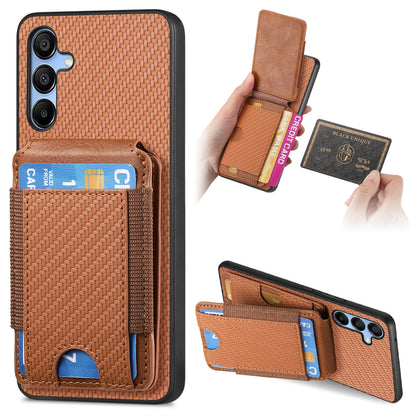 Samsung Galaxy A15 Vertical Flip Wallet Stand Phone Case with Carbon Fibre Pattern