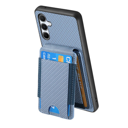 Samsung Galaxy A55 5G Vertical Flip Wallet Stand Phone Case with Carbon Fibre Pattern