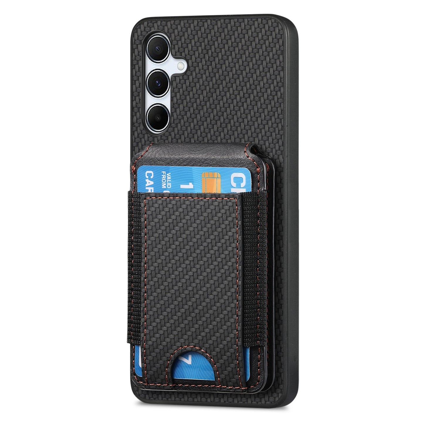 Samsung Galaxy A55 5G Vertical Flip Wallet Stand Phone Case with Carbon Fibre Pattern