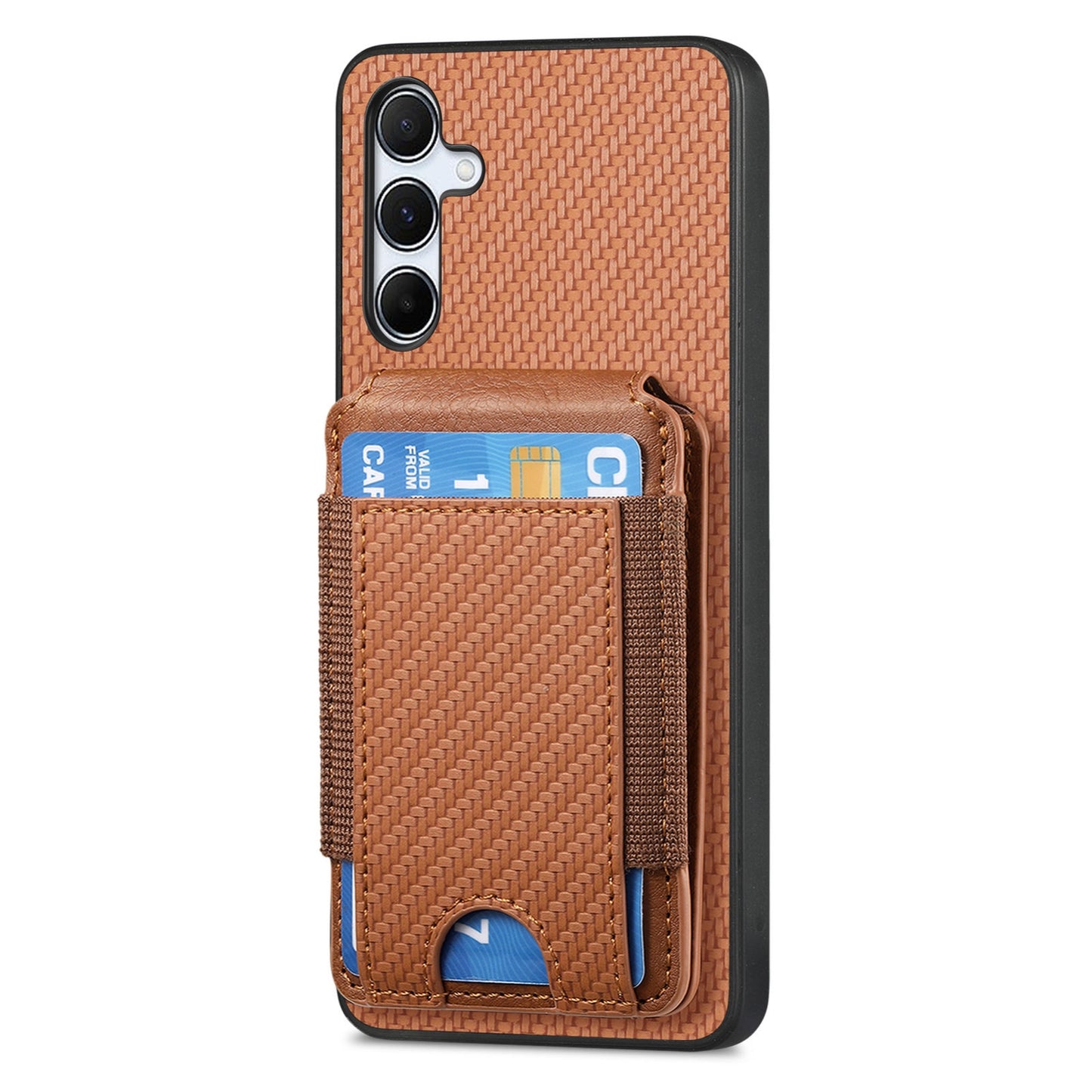 Samsung Galaxy A55 5G Vertical Flip Wallet Stand Phone Case with Carbon Fibre Pattern