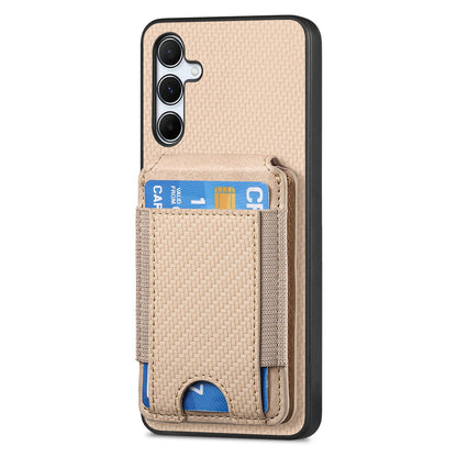 Samsung Galaxy A55 5G Vertical Flip Wallet Stand Phone Case with Carbon Fibre Pattern