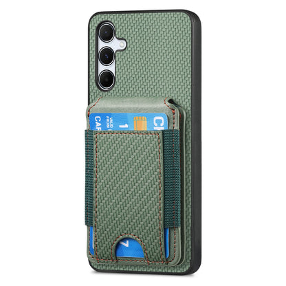 Samsung Galaxy A55 5G Vertical Flip Wallet Stand Phone Case with Carbon Fibre Pattern