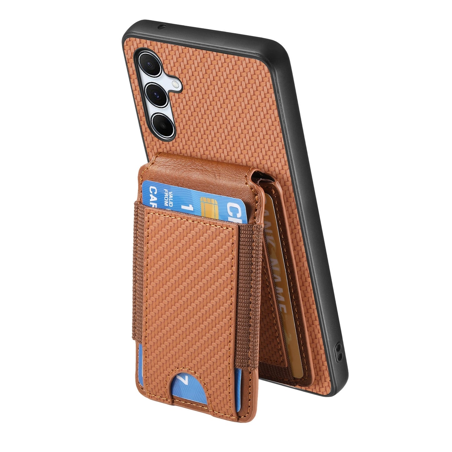 Samsung Galaxy A35 5G Vertical Flip Wallet Stand Phone Case with Carbon Fibre Pattern