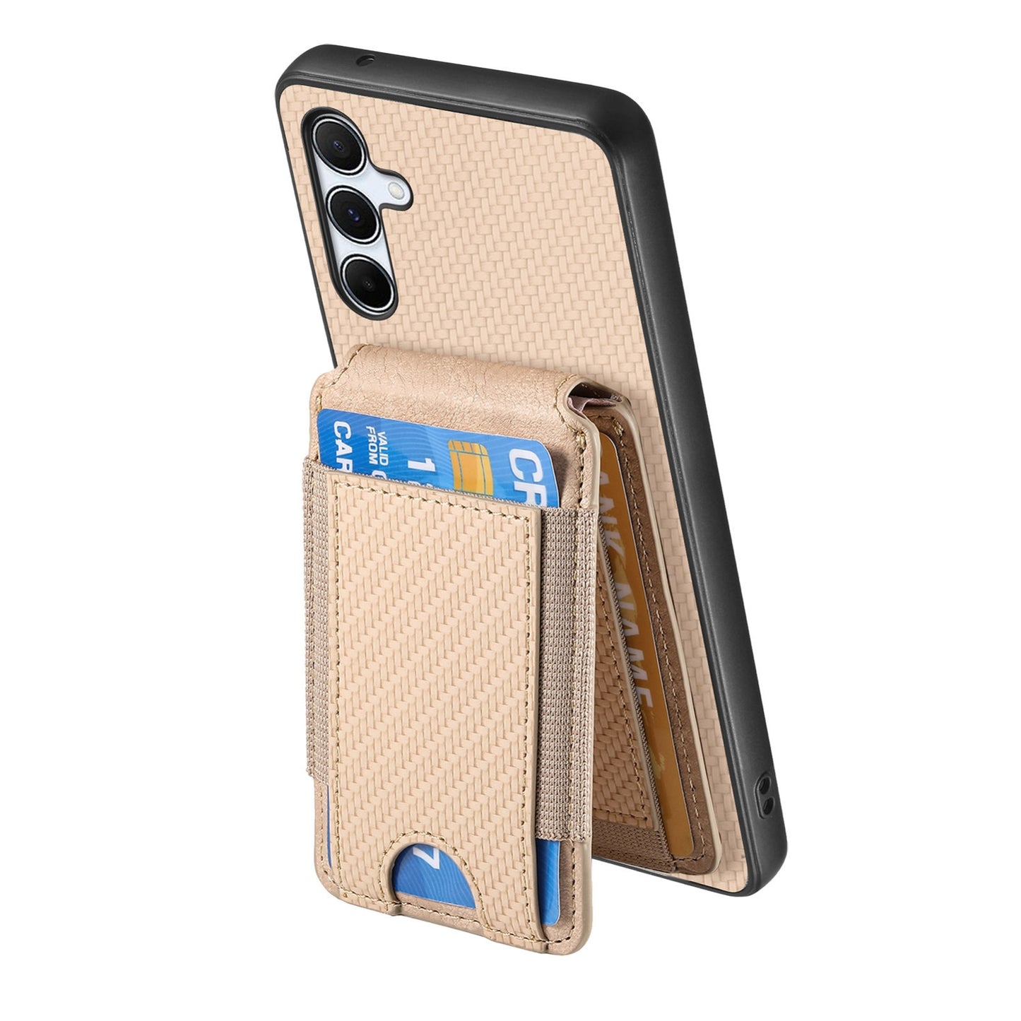 Samsung Galaxy A35 5G Vertical Flip Wallet Stand Phone Case with Carbon Fibre Pattern