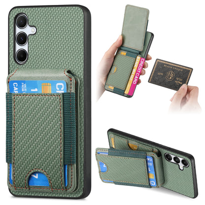 Samsung Galaxy A35 5G Vertical Flip Wallet Stand Phone Case with Carbon Fibre Pattern