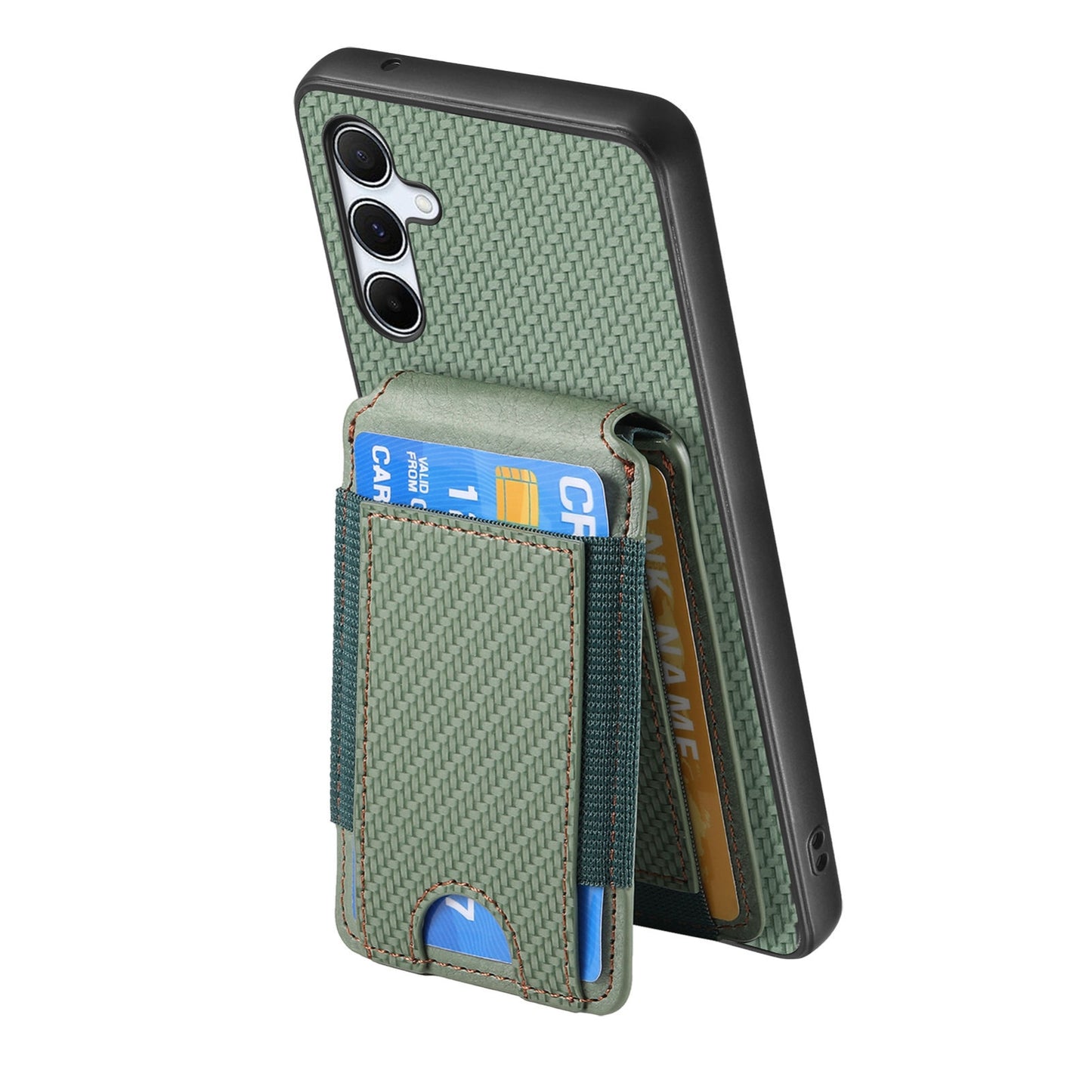 Samsung Galaxy A35 5G Vertical Flip Wallet Stand Phone Case with Carbon Fibre Pattern