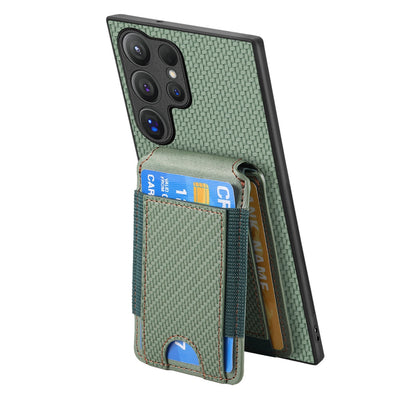 Samsung Galaxy S24 Ultra 5G Vertical Flip Wallet Stand Phone Case with Carbon Fibre Pattern
