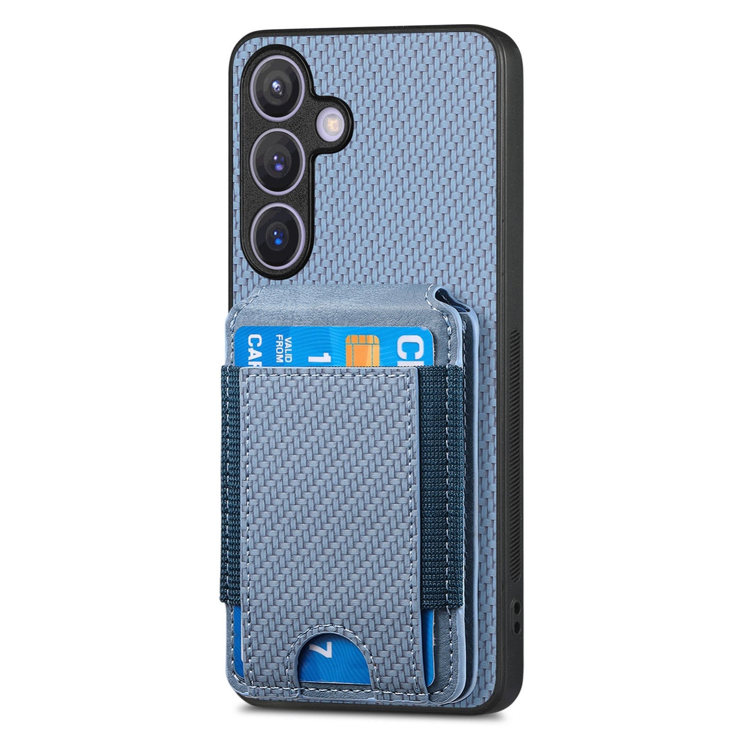 Samsung Galaxy S24+ 5G Vertical Flip Wallet Stand Phone Case with Carbon Fibre Pattern