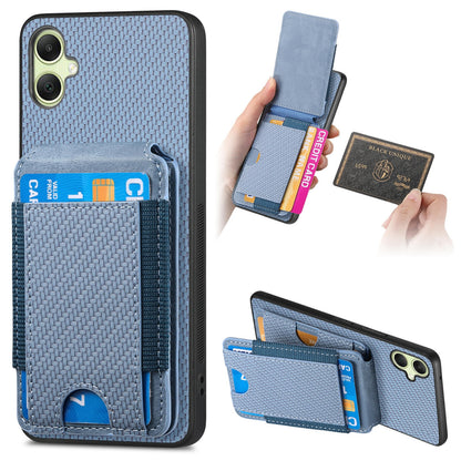 Samsung Galaxy A05 Vertical Flip Wallet Stand Phone Case with Carbon Fibre Pattern