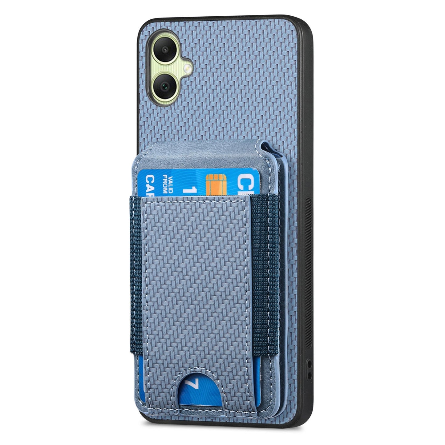 Samsung Galaxy A05 Vertical Flip Wallet Stand Phone Case with Carbon Fibre Pattern