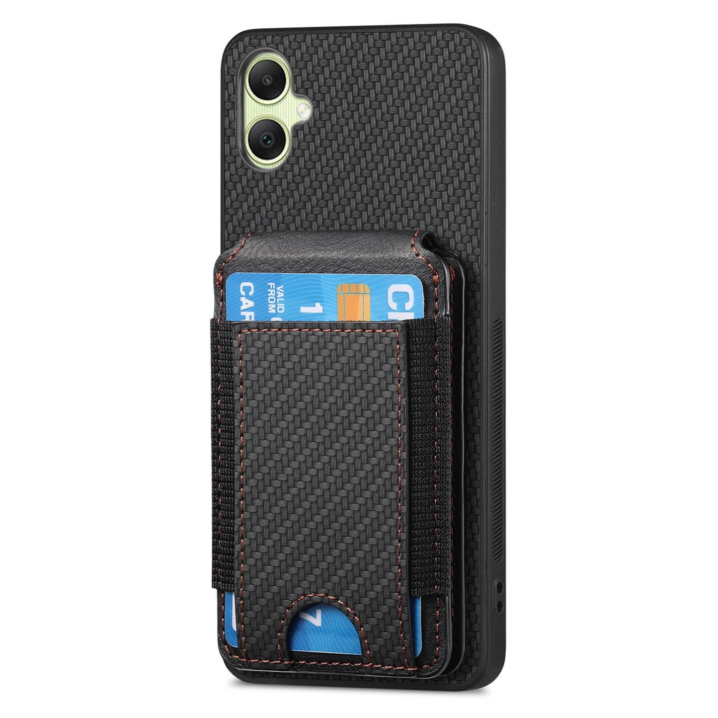 Samsung Galaxy A05 Vertical Flip Wallet Stand Phone Case with Carbon Fibre Pattern