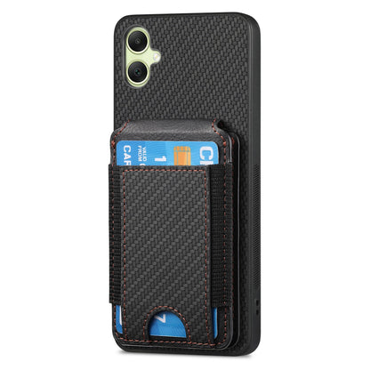 Samsung Galaxy A05 Vertical Flip Wallet Stand Phone Case with Carbon Fibre Pattern