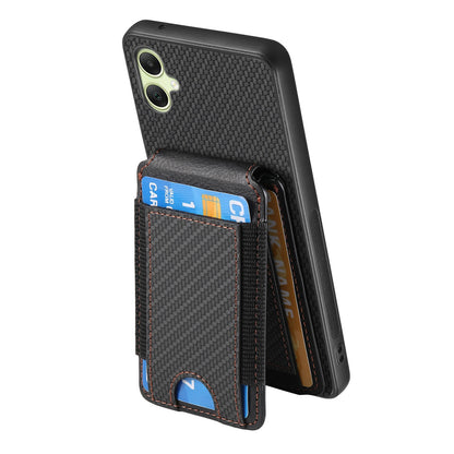Samsung Galaxy A05 Vertical Flip Wallet Stand Phone Case with Carbon Fibre Pattern