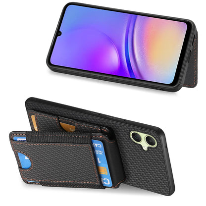 Samsung Galaxy A05 Vertical Flip Wallet Stand Phone Case with Carbon Fibre Pattern