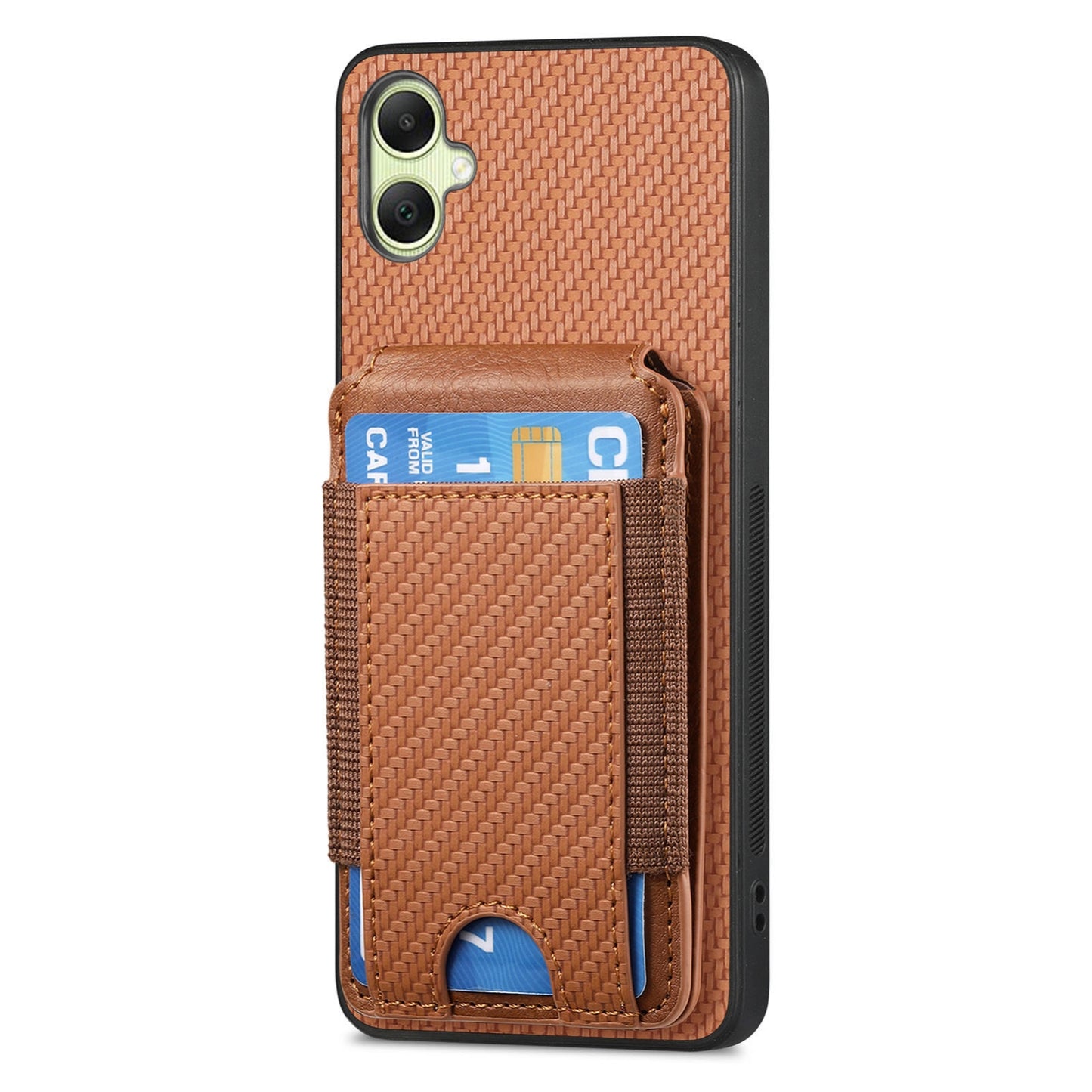 Samsung Galaxy A05 Vertical Flip Wallet Stand Phone Case with Carbon Fibre Pattern