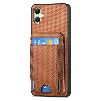 Samsung Galaxy A05 Vertical Flip Wallet Stand Phone Case with Carbon Fibre Pattern