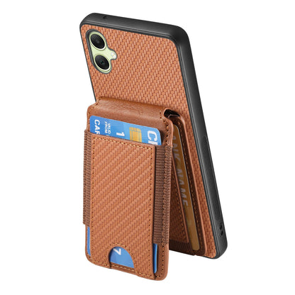 Samsung Galaxy A05 Vertical Flip Wallet Stand Phone Case with Carbon Fibre Pattern