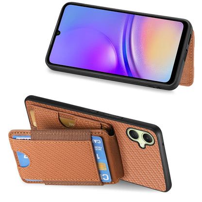 Samsung Galaxy A05 Vertical Flip Wallet Stand Phone Case with Carbon Fibre Pattern