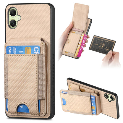 Samsung Galaxy A05 Vertical Flip Wallet Stand Phone Case with Carbon Fibre Pattern