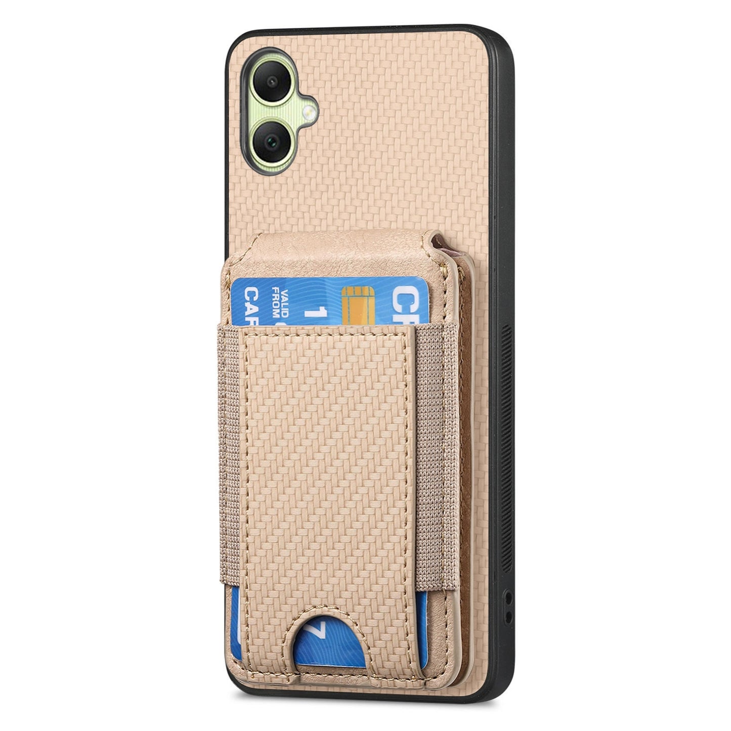 Samsung Galaxy A05 Vertical Flip Wallet Stand Phone Case with Carbon Fibre Pattern