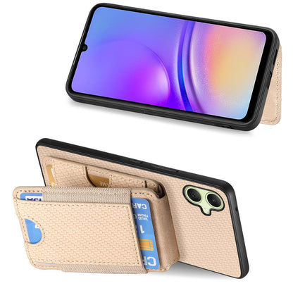 Samsung Galaxy A05 Vertical Flip Wallet Stand Phone Case with Carbon Fibre Pattern