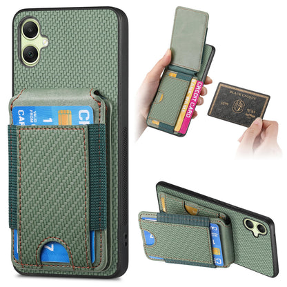 Samsung Galaxy A05 Vertical Flip Wallet Stand Phone Case with Carbon Fibre Pattern