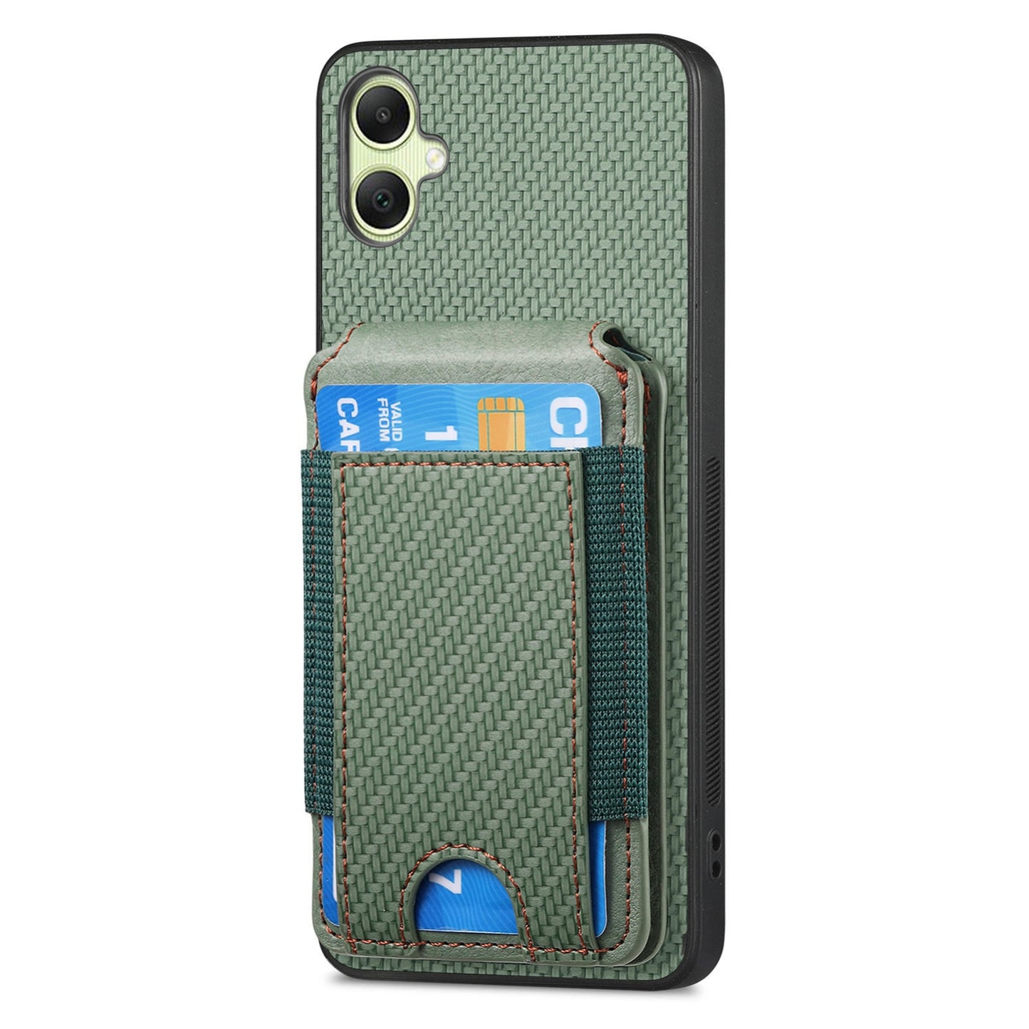 Samsung Galaxy A05 Vertical Flip Wallet Stand Phone Case with Carbon Fibre Pattern
