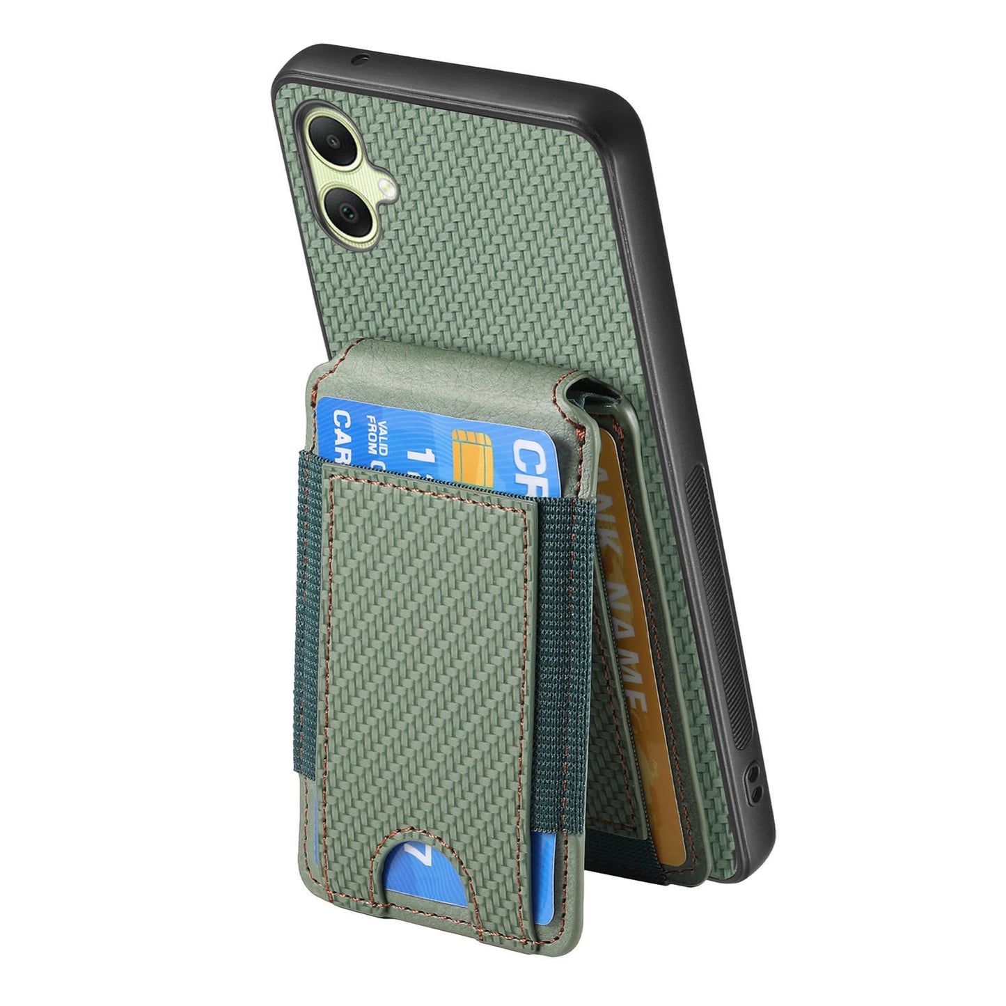 Samsung Galaxy A05 Vertical Flip Wallet Stand Phone Case with Carbon Fibre Pattern